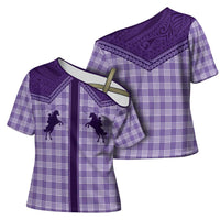 Aloha Hawaii Cowboys Paniolo Cross Shoulder Shirt Violet Palaka - Polynesian Pride