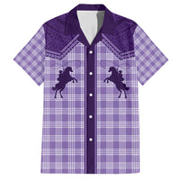 Aloha Hawaii Cowboys Paniolo Family Matching Off Shoulder Maxi Dress and Hawaiian Shirt Violet Palaka - Polynesian Pride
