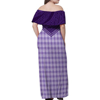 Aloha Hawaii Cowboys Paniolo Family Matching Off Shoulder Maxi Dress and Hawaiian Shirt Violet Palaka - Polynesian Pride