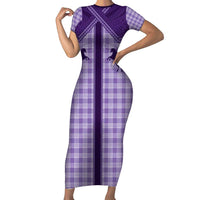 Aloha Hawaii Cowboys Paniolo Family Matching Short Sleeve Bodycon Dress and Hawaiian Shirt Violet Palaka - Polynesian Pride