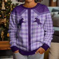 Aloha Hawaii Cowboys Paniolo Kid Ugly Christmas Sweater Violet Palaka - Polynesian Pride