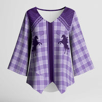 Aloha Hawaii Cowboys Paniolo Kimono Sleeve Blouse Violet Palaka - Polynesian Pride
