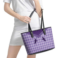 Aloha Hawaii Cowboys Paniolo Leather Tote Bag Violet Palaka - Polynesian Pride