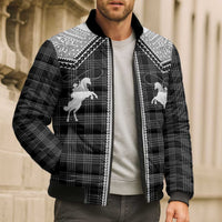 Aloha Hawaii Cowboys Paniolo Bomber Puffer Jacket Black Palaka - Polynesian Pride