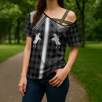 Aloha Hawaii Cowboys Paniolo Cross Shoulder Shirt Black Palaka - Polynesian Pride