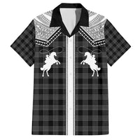 Aloha Hawaii Cowboys Paniolo Family Matching Off Shoulder Maxi Dress and Hawaiian Shirt Black Palaka - Polynesian Pride