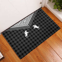 Aloha Hawaii Cowboys Paniolo Rubber Doormat Black Palaka - Polynesian Pride