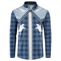 Aloha Hawaii Cowboys Paniolo Button Sweatshirt Navy Blue Palaka - Polynesian Pride