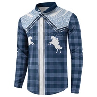 Aloha Hawaii Cowboys Paniolo Button Sweatshirt Navy Blue Palaka - Polynesian Pride