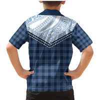 Aloha Hawaii Cowboys Paniolo Family Matching Mermaid Dress and Hawaiian Shirt Navy Blue Palaka - Polynesian Pride