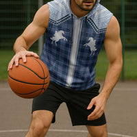 Aloha Hawaii Cowboys Paniolo Sleeveless Hoodie Navy Blue Palaka - Polynesian Pride