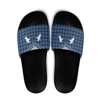 Aloha Hawaii Cowboys Paniolo Slide Sandals Navy Blue Palaka - Polynesian Pride