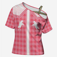 Aloha Hawaii Cowboys Paniolo Cross Shoulder Shirt Rose Palaka - Polynesian Pride