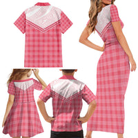 Aloha Hawaii Cowboys Paniolo Family Matching Short Sleeve Bodycon Dress and Hawaiian Shirt Rose Palaka - Polynesian Pride