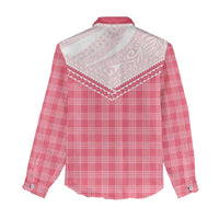 Aloha Hawaii Cowboys Paniolo Women Casual Shirt Rose Palaka - Polynesian Pride