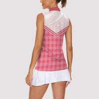 Aloha Hawaii Cowboys Paniolo Women Sleeveless Polo Shirt Rose Palaka - Polynesian Pride