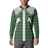 Aloha Hawaii Cowboys Paniolo Button Sweatshirt Forest Green Palaka - Polynesian Pride