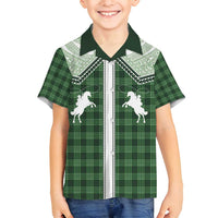 Aloha Hawaii Cowboys Paniolo Family Matching Tank Maxi Dress and Hawaiian Shirt Forest Green Palaka - Polynesian Pride