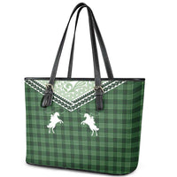 Aloha Hawaii Cowboys Paniolo Leather Tote Bag Forest Green Palaka - Polynesian Pride