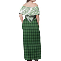 Aloha Hawaii Cowboys Paniolo Off Shoulder Maxi Dress Forest Green Palaka - Polynesian Pride