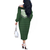 Aloha Hawaii Cowboys Paniolo Off The Shoulder Long Sleeve Dress Forest Green Palaka - Polynesian Pride