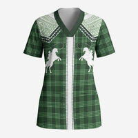 Aloha Hawaii Cowboys Paniolo Scrub Top Forest Green Palaka - Polynesian Pride