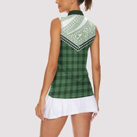 Aloha Hawaii Cowboys Paniolo Women Sleeveless Polo Shirt Forest Green Palaka - Polynesian Pride