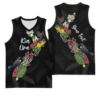 Kia Ora New Zealand Floral Personalized Basketball Jersey Black - Polynesian Pride