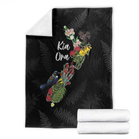 Kia Ora New Zealand Floral Blanket Black - Polynesian Pride