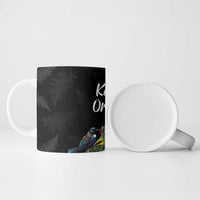 Kia Ora New Zealand Floral Ceramic Mug Black - Polynesian Pride