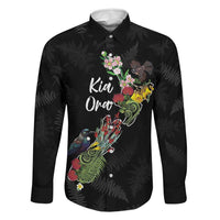 Kia Ora New Zealand Floral Personalized Family Matching Puletasi and Hawaiian Shirt Black - Polynesian Pride