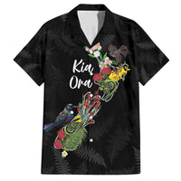 Kia Ora New Zealand Floral Personalized Family Matching Summer Maxi Dress and Hawaiian Shirt Black LT7 Dad's Shirt - Short Sleeve Black - Polynesian Pride