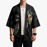 Kia Ora New Zealand Floral Personalized Kimono Black - Polynesian Pride