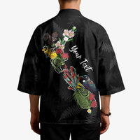 Kia Ora New Zealand Floral Personalized Kimono Black - Polynesian Pride