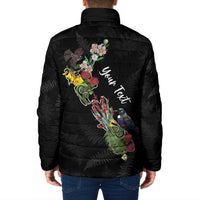Kia Ora New Zealand Floral Personalized Padded Jacket Black - Polynesian Pride