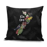 Kia Ora New Zealand Floral Pillow Cover Black - Polynesian Pride