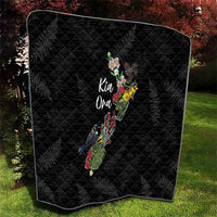 Kia Ora New Zealand Floral Quilt Black - Polynesian Pride