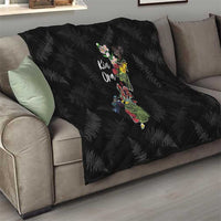 Kia Ora New Zealand Floral Quilt Black - Polynesian Pride