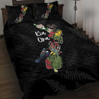 Kia Ora New Zealand Floral Quilt Bed Set Black - Polynesian Pride