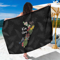 Kia Ora New Zealand Floral Sarong Black - Polynesian Pride