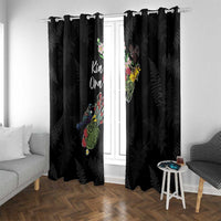 Kia Ora New Zealand Floral Window Curtain Black - Polynesian Pride