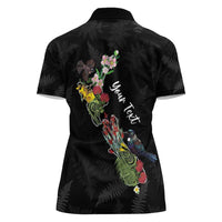 Kia Ora New Zealand Floral Personalized Women Polo Shirt Black LT7 - Polynesian Pride