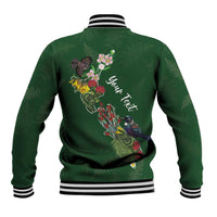 Kia Ora New Zealand Floral Personalized Baseball Jacket Sage Green - Polynesian Pride