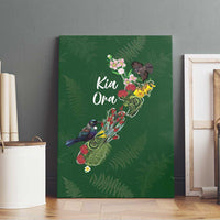 Kia Ora New Zealand Floral Canvas Wall Art Sage Green - Polynesian Pride