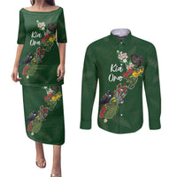 Kia Ora New Zealand Floral Personalized Couples Matching Puletasi and Long Sleeve Button Shirt Sage Green LT7 Sage Green - Polynesian Pride