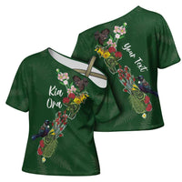 Kia Ora New Zealand Floral Personalized Cross Shoulder Shirt Sage Green - Polynesian Pride