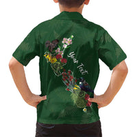 Kia Ora New Zealand Floral Personalized Family Matching Long Sleeve Bodycon Dress and Hawaiian Shirt Sage Green LT7 - Polynesian Pride