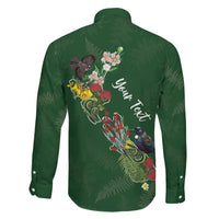 Kia Ora New Zealand Floral Personalized Family Matching Mermaid Dress and Hawaiian Shirt Sage Green LT7 - Polynesian Pride