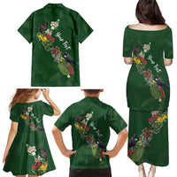 Kia Ora New Zealand Floral Personalized Family Matching Puletasi and Hawaiian Shirt Sage Green LT7 - Polynesian Pride