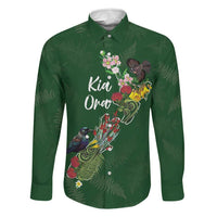 Kia Ora New Zealand Floral Personalized Family Matching Puletasi and Hawaiian Shirt Sage Green LT7 Dad's Shirt - Long Sleeve Sage Green - Polynesian Pride